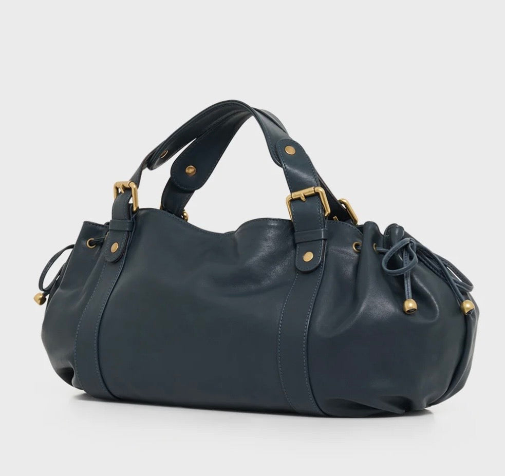Sac 24 H en cuir Marine