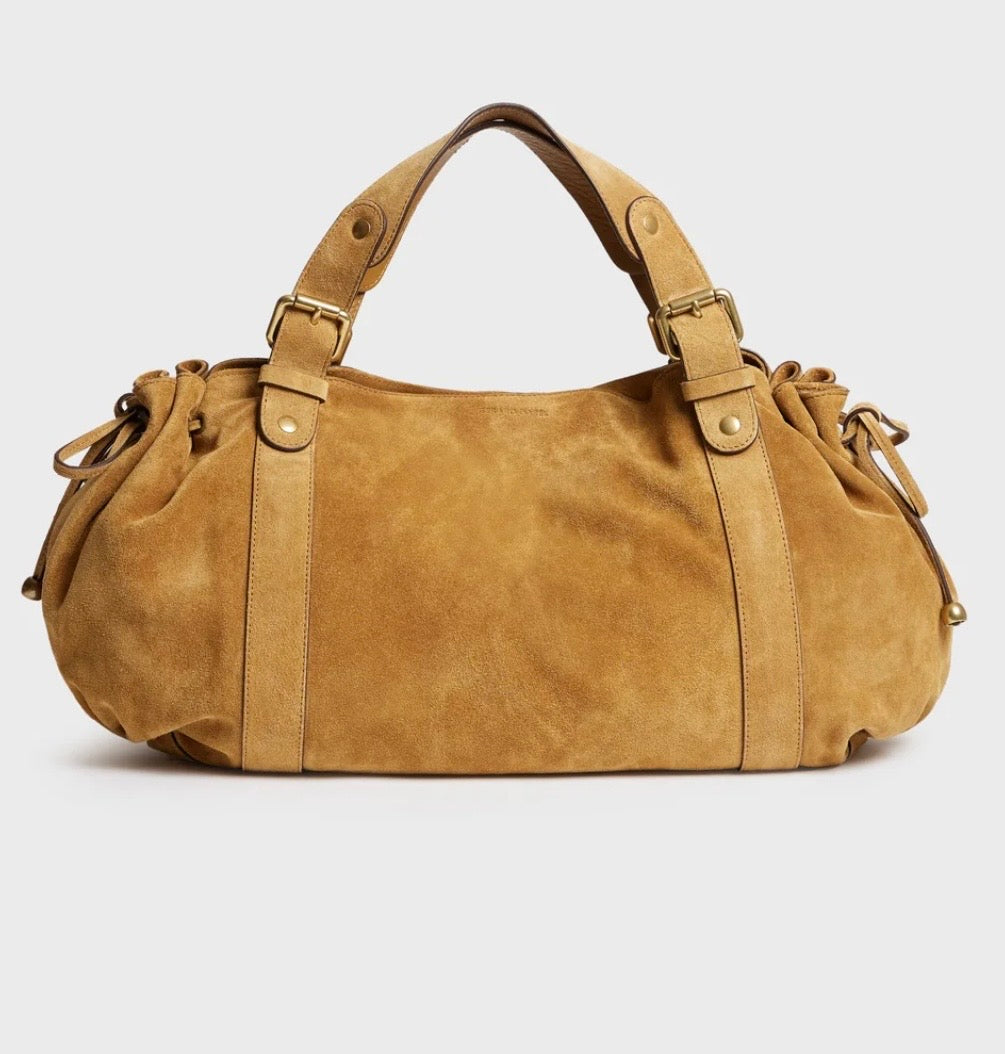 Sac 24 H en cuir velours Blé