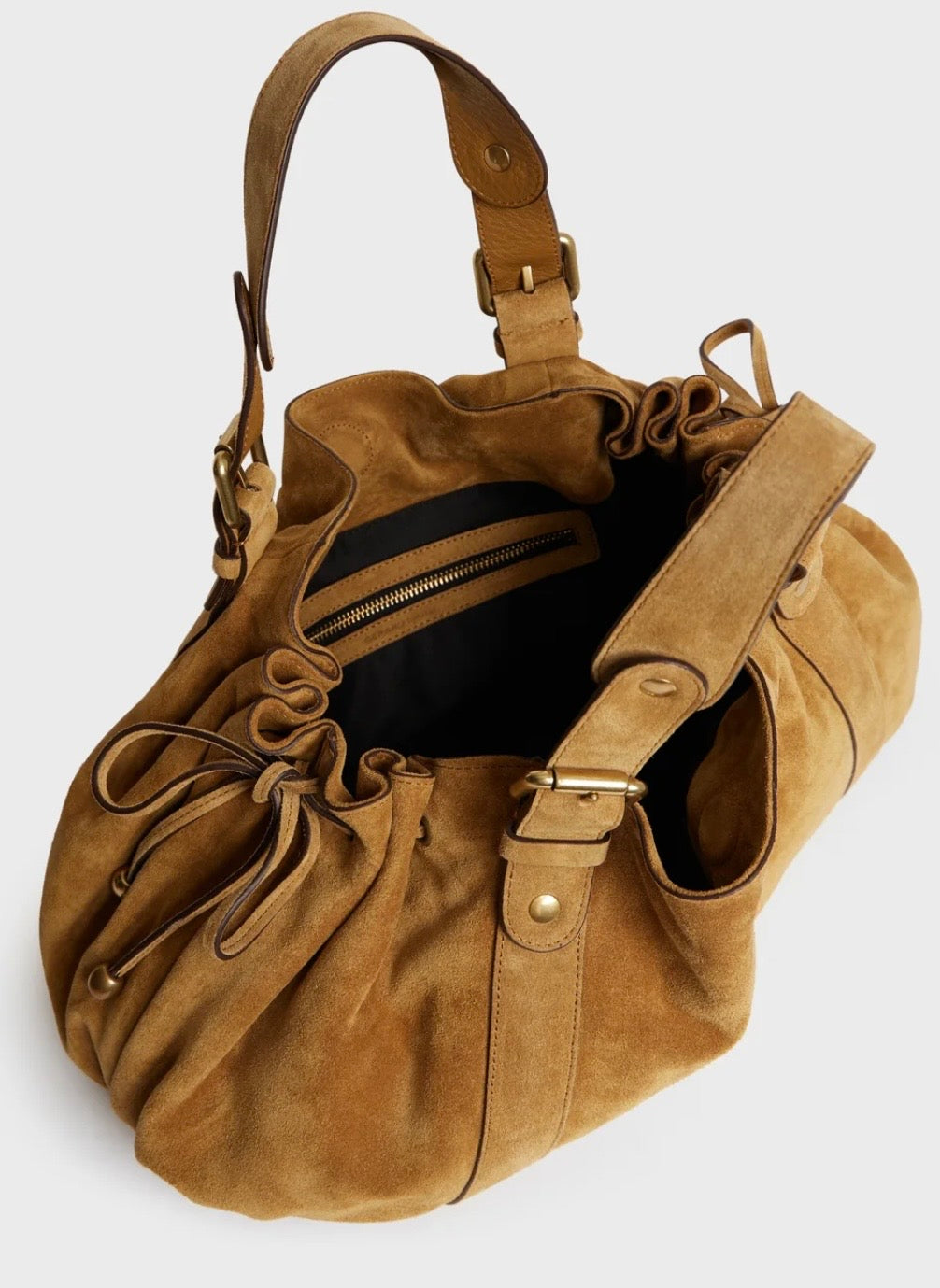 Sac 24 H en cuir velours Blé