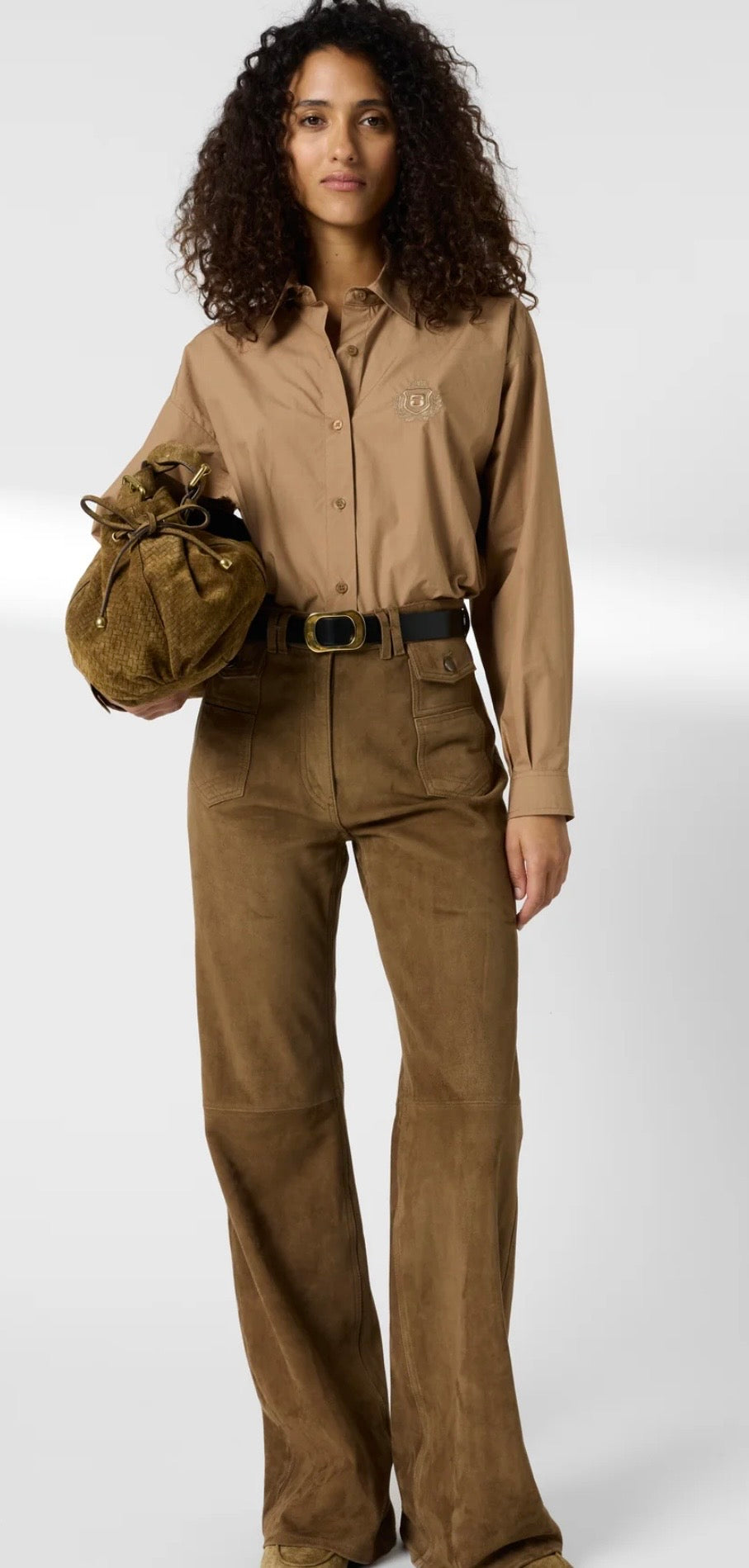 Chemise à blason Gérard Darel CHRINA en popeline Caramel