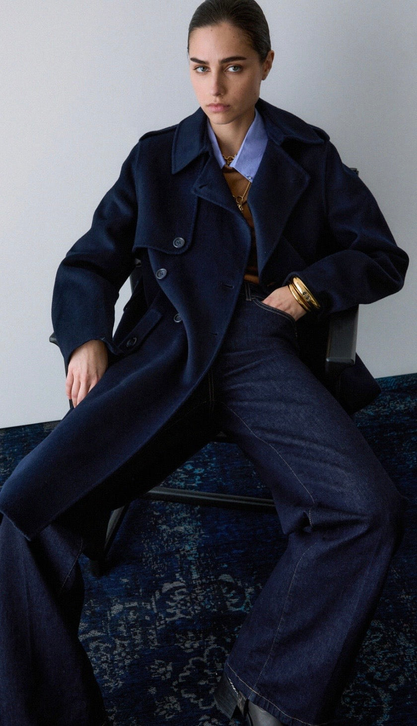 Manteau LIU.JO long en laine Noir Nuit