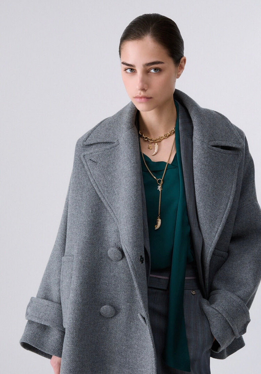 Manteau LIU.JO en Laine Oversize Gris