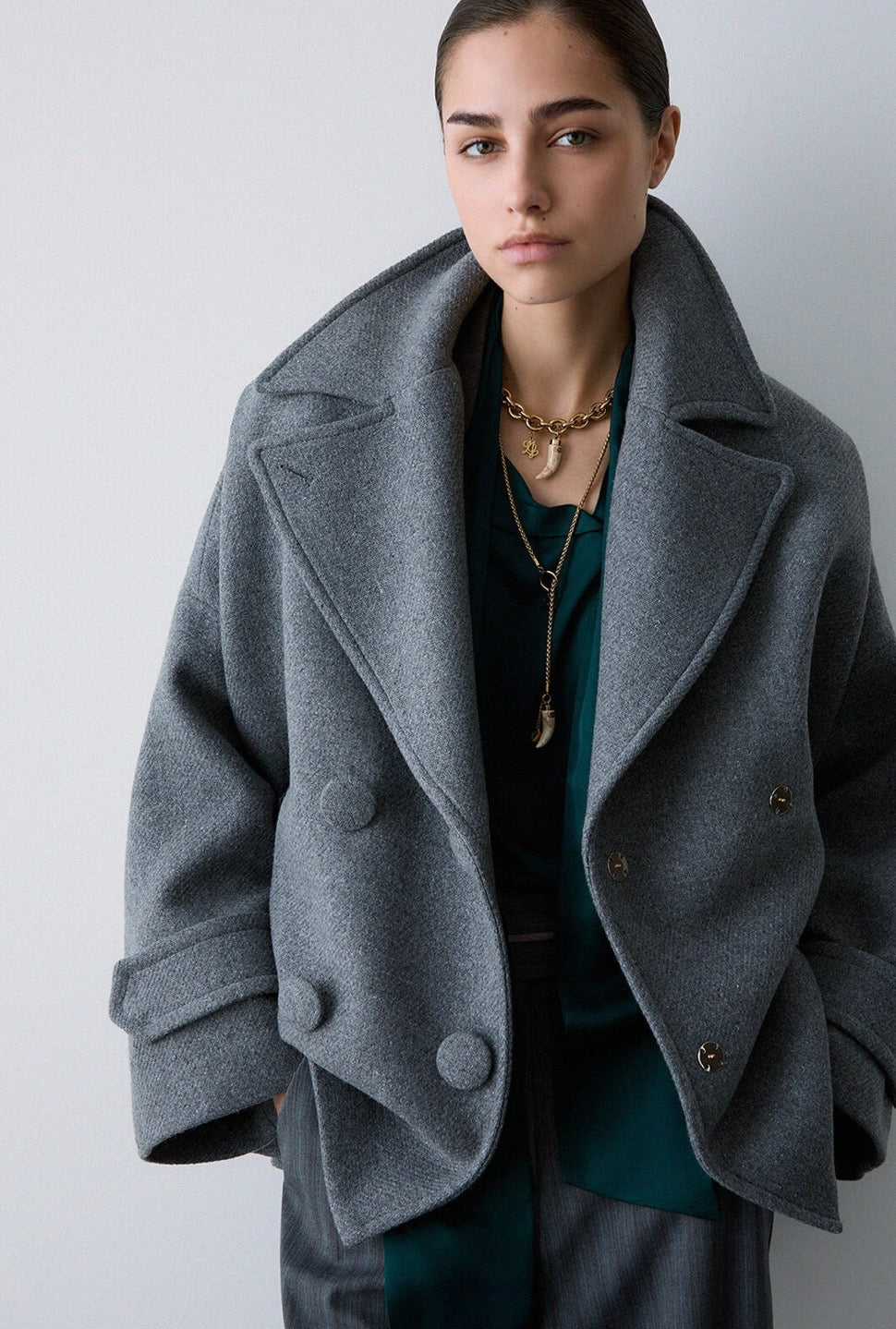 Manteau LIU.JO en Laine Oversize Gris