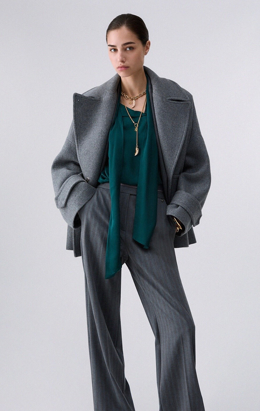 Manteau LIU.JO en Laine Oversize Gris