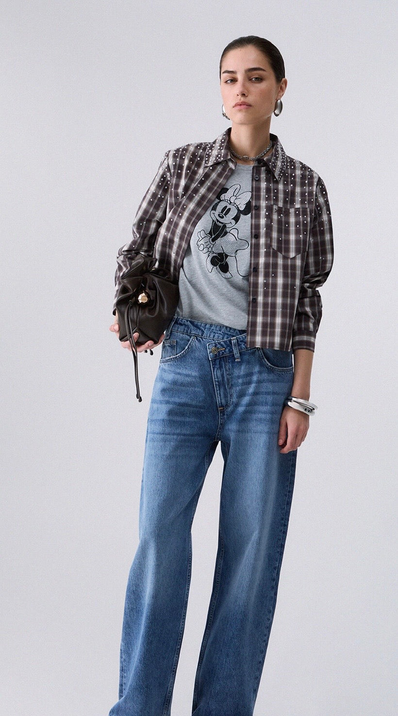 Jean Droit LIU.JO avec ceinture asymétrique AWRY BLUE