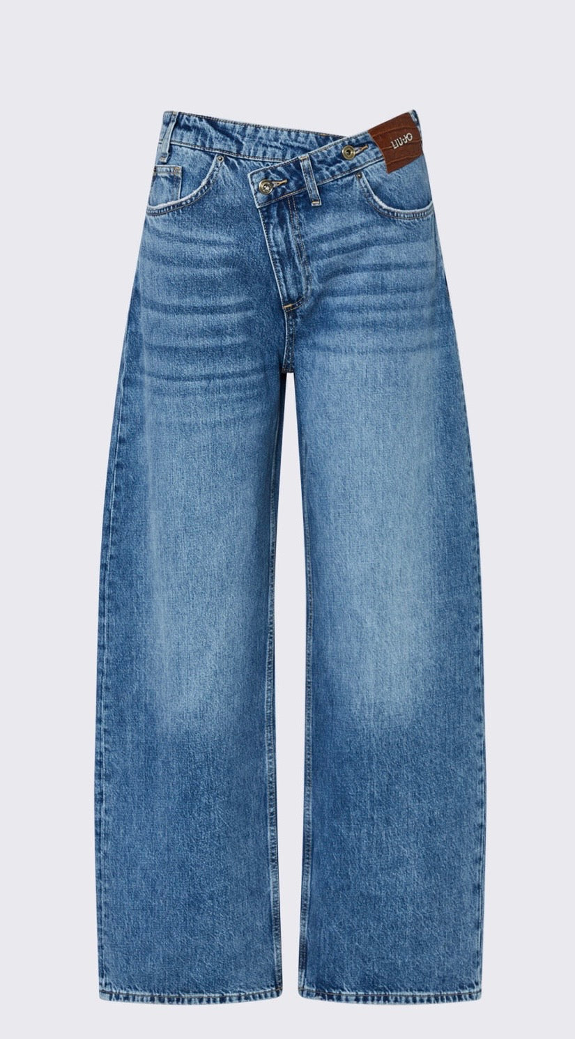 Jean Droit LIU.JO avec ceinture asymétrique AWRY BLUE