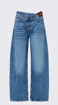 Jean Droit LIU.JO avec ceinture asymétrique AWRY BLUE