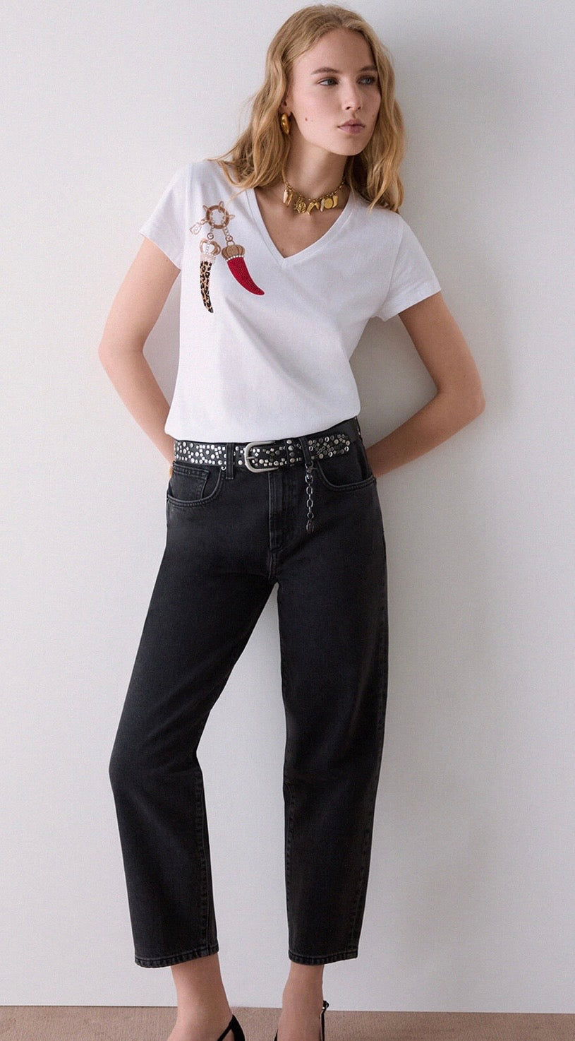 Jean Boyfriend LIU.JO avec déchirures Black New strong