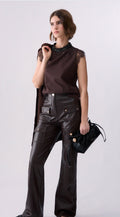 Pantalon en tissu enduit LIU.JO Moka
