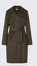 Manteau long en laine LIUJO à carreaux
