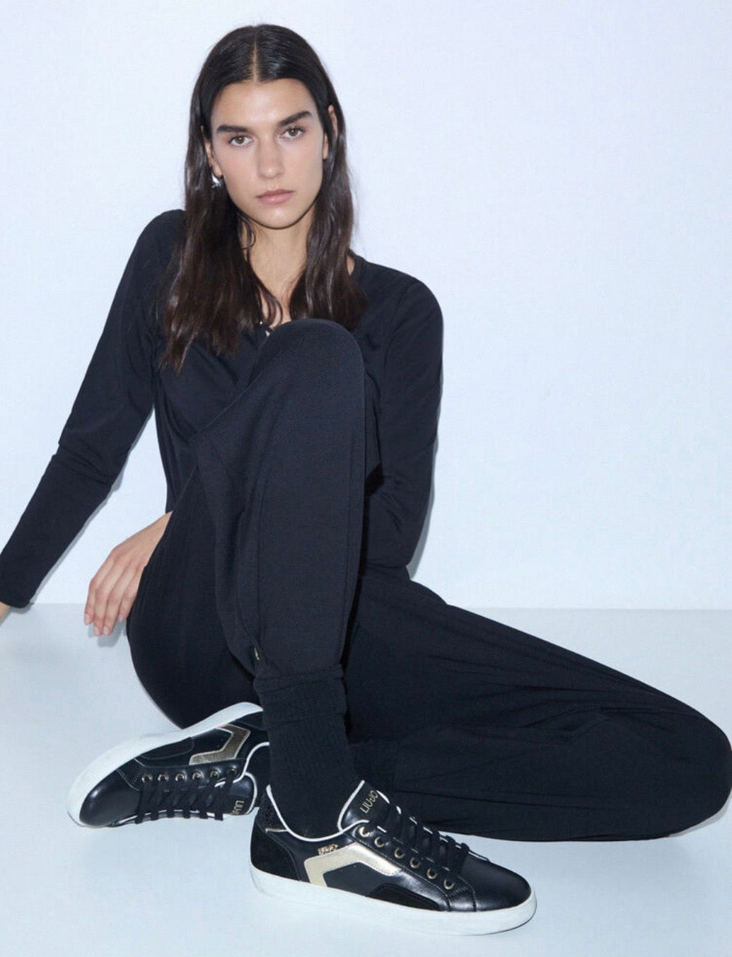Sneakers en cuir LIUJO Noires classiques
